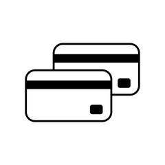 Bank cards vector icon. Two bank cards icon. Means of contactless payment. Remote payment method icon. Simple icon. Vector illustration.