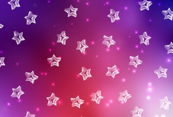 Light Pink, Red vector pattern with christmas stars.