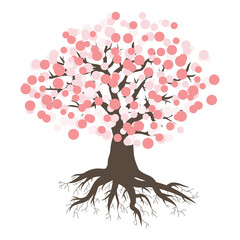 tree with flowers, vector artwork 