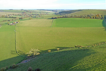 Aerial view of the fields at Monks Down in Wiltshire	