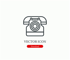 Telephone vector icon.  Editable stroke. Linear style sign for use on web design and mobile apps, logo. Symbol illustration. Pixel vector graphics - Vector