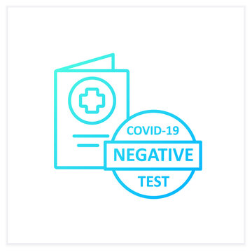 Negative covid19 test gradient icon. Note in Health Passport about coronavirus testing. Negative results. Health care.Isolated vector illustration.Suitable to banners, mobile apps and presentation