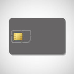 Sim card isolated on white background. Chip for mobile phone. Realistic vector icon