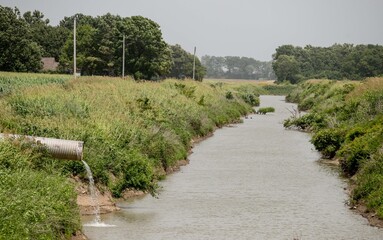 irrigation in arkansas delta, water filling irrigation channel