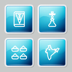Set line India constitution day, Hookah, Indian spice and map icon. Vector