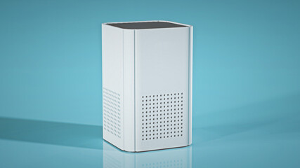 concept of air purifier on blue background