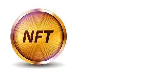 Vector realistic isolated NFT poster on the white background. Concept of non-fungible token and cryptocurrency.