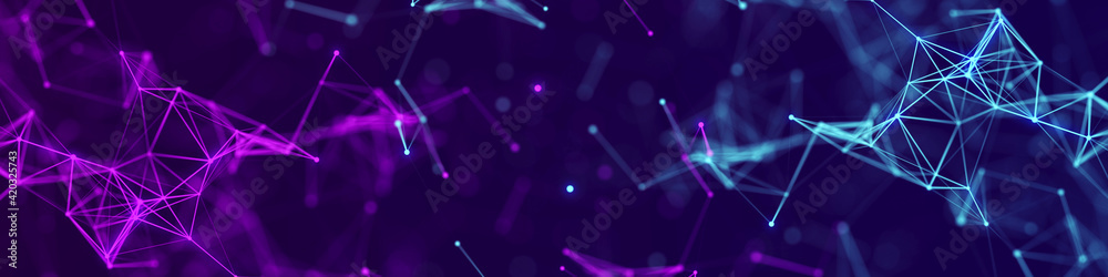 Poster polygonal background with dots and lines. network connection structure. science and technology. 3d
