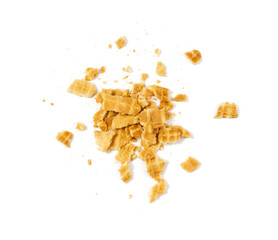 Round Waffle Isolated, Thin Waffled Cookie, Golden Belgian Waffles