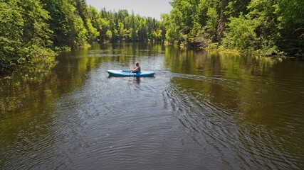 Kayak on pond