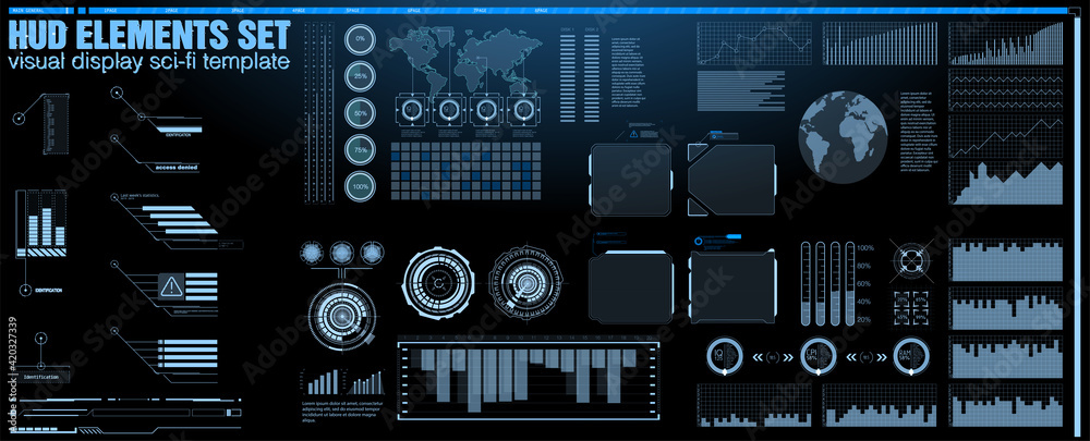 Poster futuristic vector hud interface screen design. digital callouts titles. hud ui gui futuristic user i