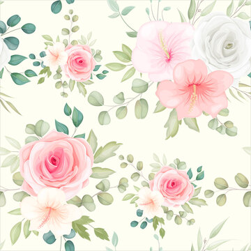 Beautiful floral seamless pattern with romantic flowers © mariadeta
