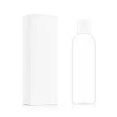 Blank plastic tube mockup with box. Vector illustration isolated on white background. Can be use for your design, advertising, promo and etc. EPS10.	