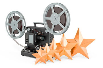 Fototapeta premium Customer rating of film projector. 3D rendering