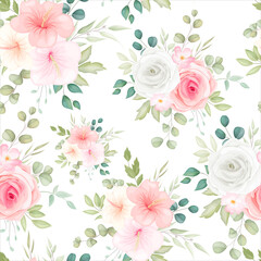 Beautiful floral seamless pattern with romantic flowers
