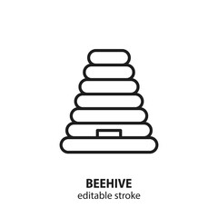 Wild beehive vector line icon. Editable stroke.