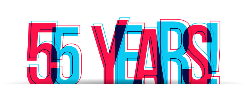 55 Years! Anniversary sign isolated on a white background