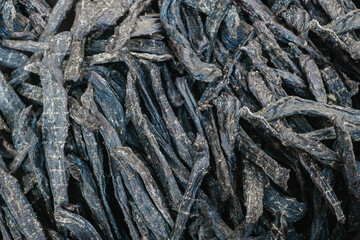 Smoked and dried meat texture. Food concept.