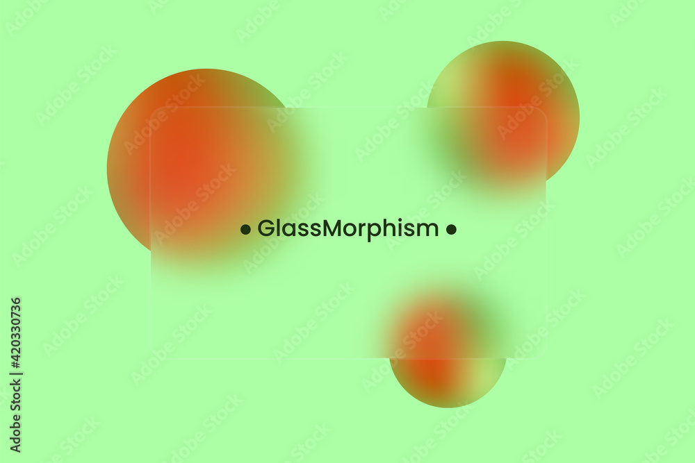 Poster abstract background. transparent frame in glass morphism style