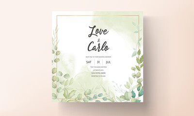 Beautiful wedding card with decorative leaf design