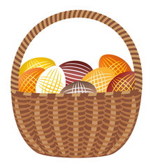 Decorated Easter Eggs in the Basket