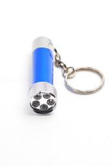 LED flashlight with the ability to recharge from the network on a white background