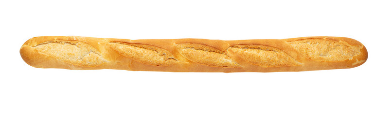French baguette loaf isolated on white background.