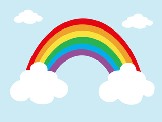 Colorful rainbow vector with clouds