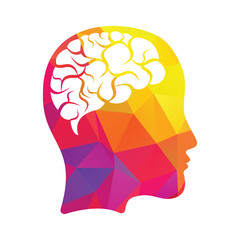 Head with brain vector illustration design. woman head and brain vector icon. Mind concept.
