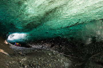 Magnificent ice cave Sapphire in Breidamerkurjokull glacier in Vatnajokull National park