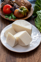 Cheese collection, white Italian sheep cheese pecorino primo sale from Sicily island