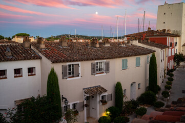 Obraz premium View on houses, roofs, canals and boats in Port Grimaud, Var, Provence, France