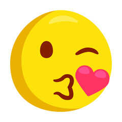 Blowing a Kiss Emoji Icon Illustration. Kissing Vector Symbol Emoticon Design Doodle Vector.