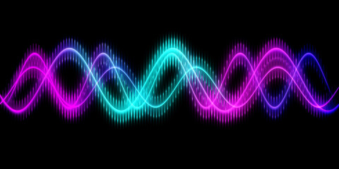 Sound wave line multicolor music abstract background. Neon light curved with colorful graphic design.