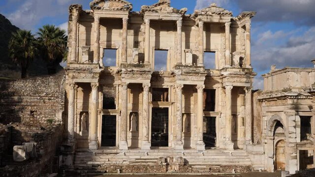 Facade of Celsus library in Ephesus ancient city, Selcuk, Izmir Province, Turkey