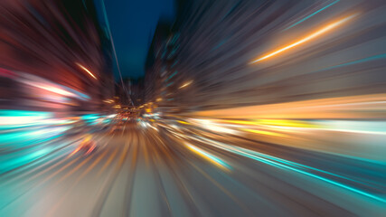 Abstract image of night traffic light trails in the city