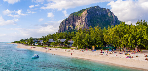 Beach of Le Morne with Mount Brabant in the background.