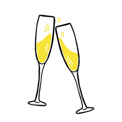 Glasses of champagne. Party illustration. Trendy flat style. Art for different purposes. Ready-to-use design template. Vector illustration.