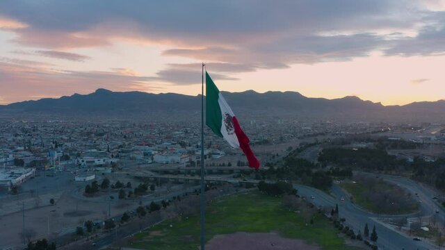 Mexican flag at the U.S.- Mexico border in Ciudad Juarez, Chihuahua.