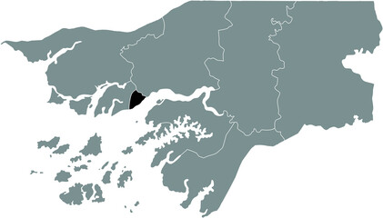 Black highlighted location map of the Bissau-Guinean Bissau region inside gray map of the Republic of Guinea-Bissau
