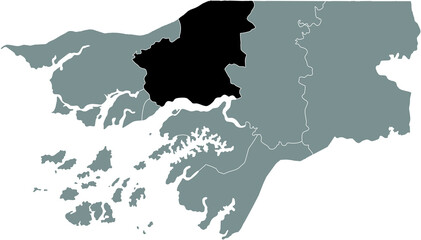 Black highlighted location map of the Bissau-Guinean Oio region inside gray map of the Republic of Guinea-Bissau