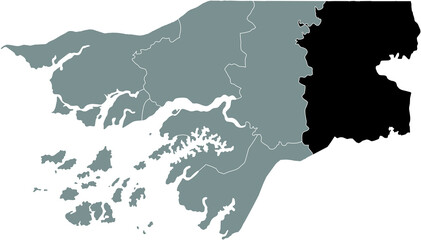 Black highlighted location map of the Bissau-Guinean Gabu region inside gray map of the Republic of Guinea-Bissau