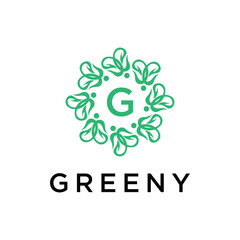 Letter G eco leaves logo icon design template elements. Vector color sign
