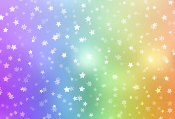 Light Multicolor vector layout with bright snowflakes, stars.