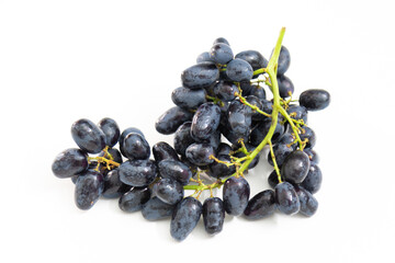 Bunch of seedless black grape isolated on white background,seasonal fruit