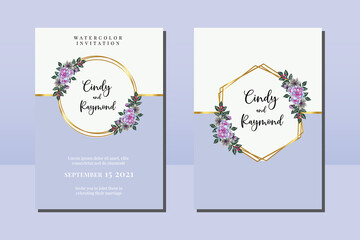 Obraz na płótnie Canvas Wedding invitation frame set, floral watercolor hand drawn Dahlia Flower design Invitation Card Template