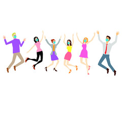 Young peoples jumping and dncing in celebration