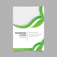 Business flyer template in green and white shades. -  Vector.