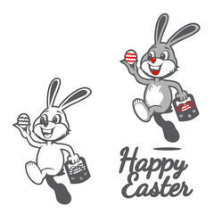 Happy Easter Bunny holding easter egg vector symbol illustration