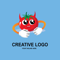 simple apple fruit expression cartoon icon vector logo